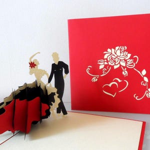 Flamenco Ballroom Dancers - 3D - Pop up Card -  Birthday - Anniversary- Love-Retirement-  Blank (sku 009)