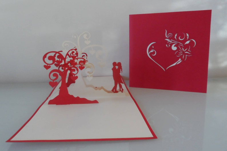 Love Boy sku028 Couple Pop up Card Girl Wedding Engagement 3D Heart Anniversary