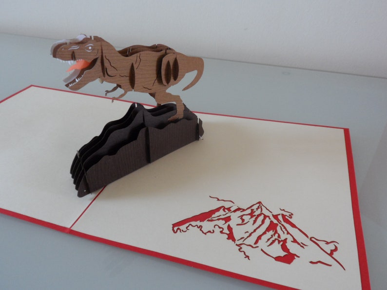 T Rex Tyrannosaurus Dinosaur 3D Pop up Card Birthday sku175b image 3