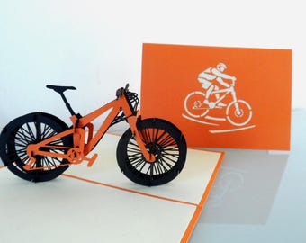Mountain Bike -Trail Riding- 3D - Pop up Card - Birthday- Congratulations -(sku037)
