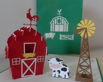 Farmyard Animals 3d - Pop up Card-Fathers Day- Birthday (sku161)