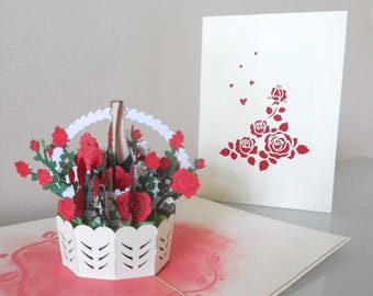 Roses and Champagne -3d - Pop up Card -Engagement- Wedding - Birthday -Congratulations (SKU135)