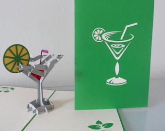 Cocktail Time -3D - Pop up Card -  Birthday- Anniversary-Hen Party- (SKU123)