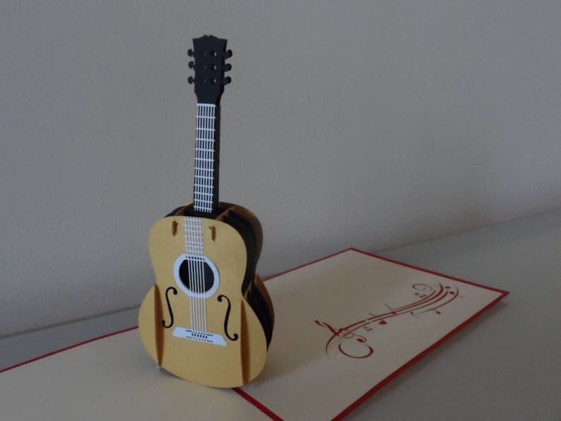 Guitar Musical Instrument 3d Pop up Card Fathers day Birthday Congratulations sku022 image 2