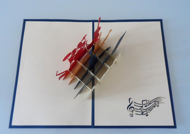 Orchestra Band Musical Instruments -3D Pop up Card - Birthday- Congratulations (sku182) image 5