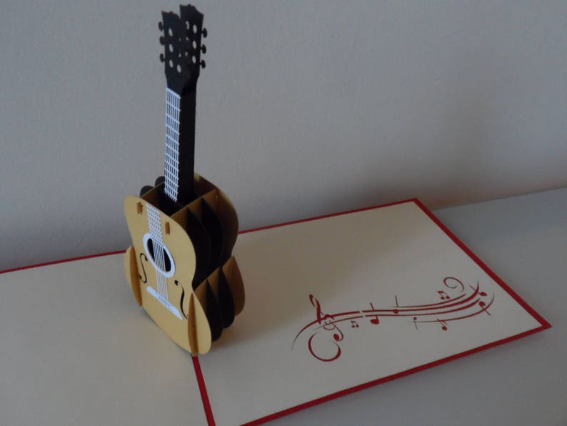 Guitar Musical Instrument 3d Pop up Card Fathers day Birthday Congratulations sku022 image 3