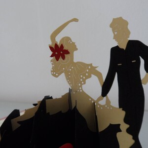 Flamenco Ballroom Dancers 3D Pop up Card Mothers Day Birthday Anniversary Love-Retirement Blank sku 009 image 4