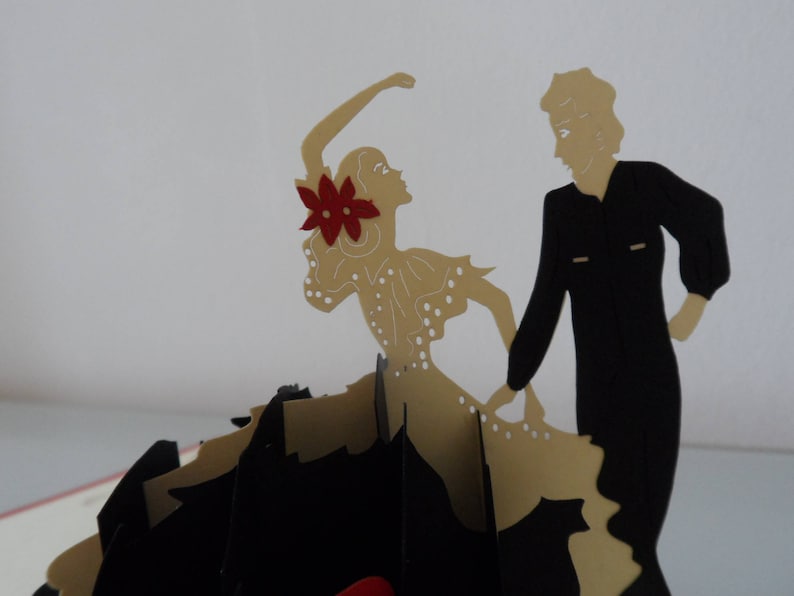 Flamenco Ballroom Dancers 3D Pop up Card Fathers day Birthday Anniversary Love-Retirement Blank sku 009 画像 4