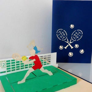 Tennis Match -  3D - Pop up Card - Birthday -Retirement (sku125)