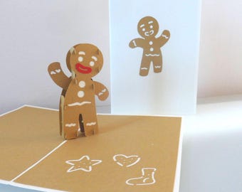 Gingerbread Man Gingy - Cookies - Biscuits - 3D Pop up Card-  -Birthday- Children (sku013)
