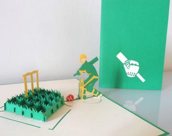 Cricket- Batsman-Batter- 3D - Pop up Card - Fathers Day- Birthday-Retirement (sku160)