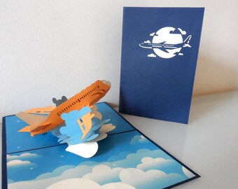 Aircraft - Jet - Plane - Fly- Flight - Pilot - 3d - Pop up Card- Father's day -Bon Voyage - Birthday - Holidays - Retirement - (sku167)