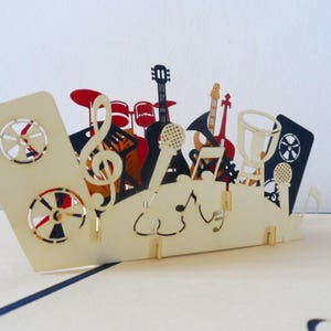 Orchestra Band Musical Instruments -3D Pop up Card - Birthday- Congratulations (sku182) image 2