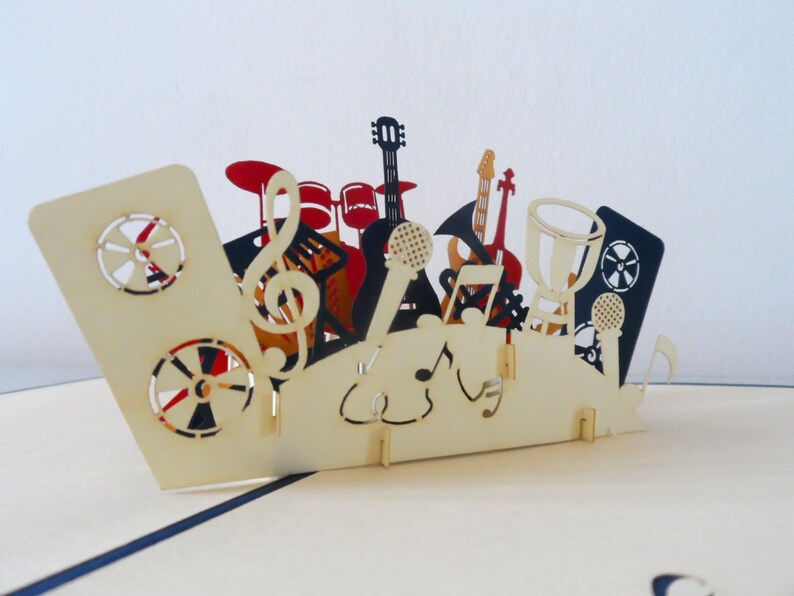Orchestra Band Musical Instruments -3D Pop up Card - Birthday- Congratulations (sku182) image 2