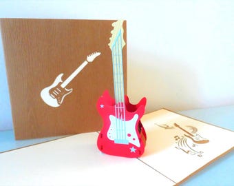 Electric Guitar -3D - Pop up Card - Father's day- Birthday- Good Luck (sku120)