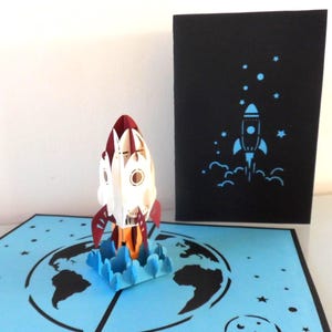 Rocket- Space Travel -3D Pop up Card - Birthday- ( sku005a)