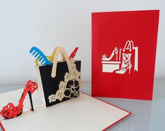 Handbag - High Heels - Shoes - Lipstick - Fashion - 3D - Pop up Card-  Birthday - Hen Party - Anniversary (sku177)