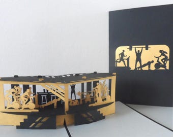 Gym Workout- 3D - Pop up Card - Birthday - Congratulations - (sku171)