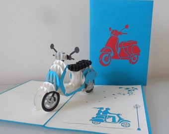 Vespa Scooter - 3D Pop up Card - Birthday - Retirement (sku148)