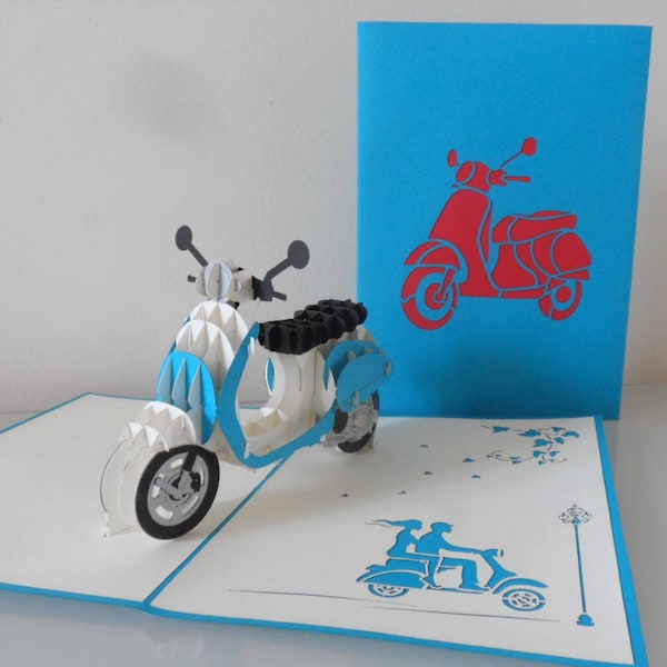 Vespa Scooter - 3D Pop up Card - Birthday - Retirement (sku148)