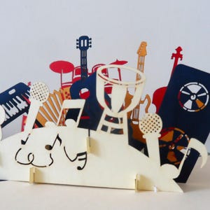 Orchestra Band Musical Instruments -3D Pop up Card - Birthday- Congratulations (sku182) image 4