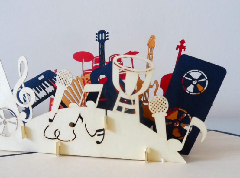 Orchestra Band Musical Instruments -3D Pop up Card - Birthday- Congratulations (sku182) image 4