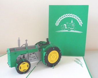 Tractor - Farm - Pop up up Card-  Birthday- retirement-  (sku136)