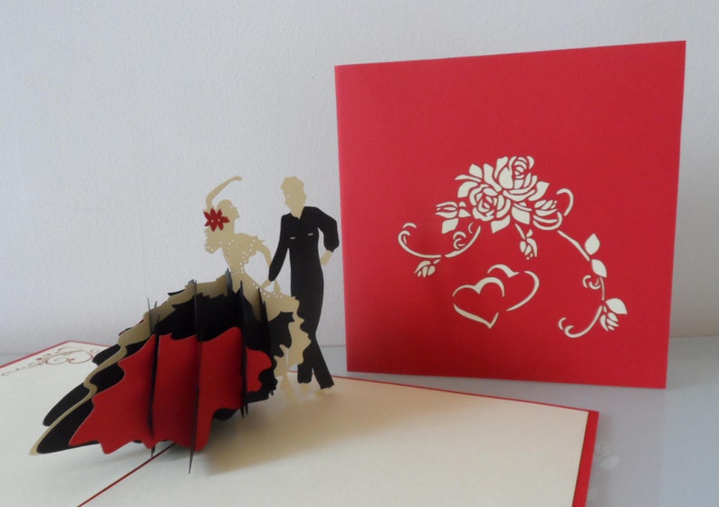 Flamenco Ballroom Dancers 3D Pop up Card Fathers day Birthday Anniversary Love-Retirement Blank sku 009 画像 1