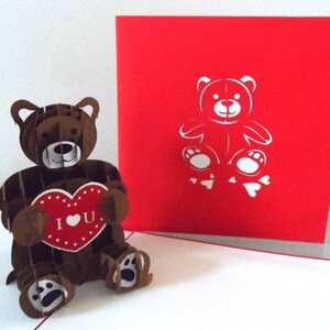 Teddy Bear 3D Pop-Up Card -I Love You - Anniversary, Birthday (SKU 067)