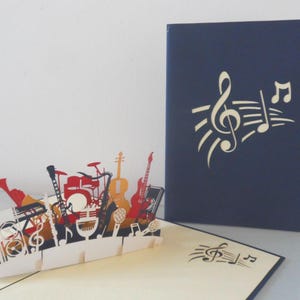 Orchestra Band Musical Instruments -3D Pop up Card -  Birthday- Congratulations (sku182)