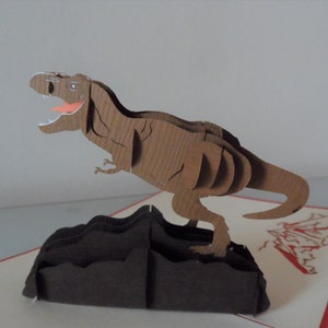 T Rex Tyrannosaurus Dinosaur 3D Pop up Card Fathers day Birthday sku175b image 5