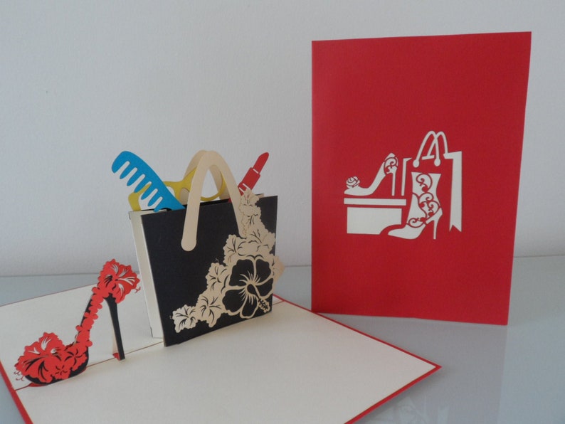 Handbag High Heels Shoes Lipstick Fashion 3D Pop up Card Birthday Hen Party Anniversary sku177 image 1