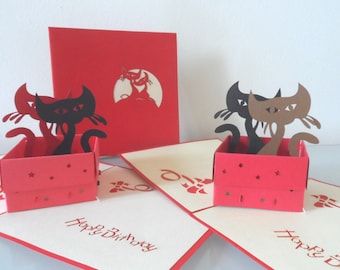 Happy Birthday Cats 3d - Pop up Card -Birthday (sku 025)