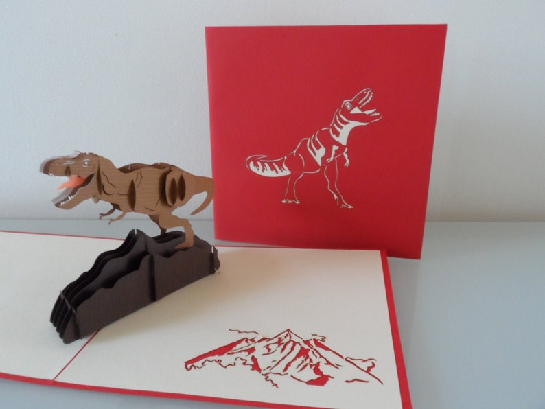 T Rex Tyrannosaurus Dinosaur 3D Pop up Card Birthday sku175b image 1