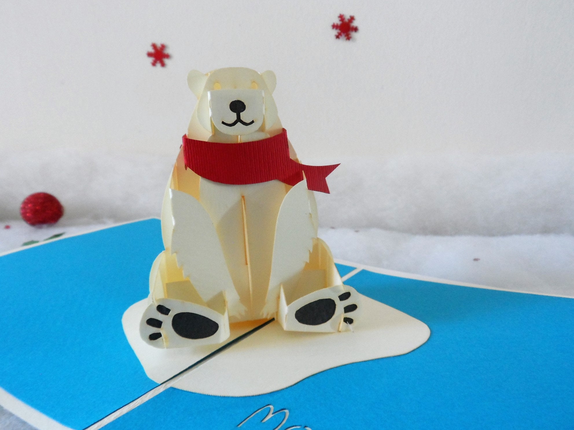 Polar Bear - Christmas - Pop up Card - 3D (sku407)