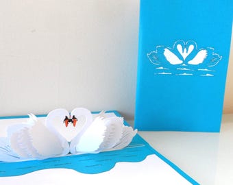 Swans- 3d- Pop up Card - Love - Engagement- Wedding -Anniversary (sku003)