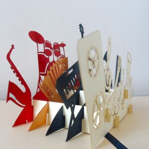 Orchestra Band Musical Instruments -3D Pop up Card - Birthday- Congratulations (sku182) image 3