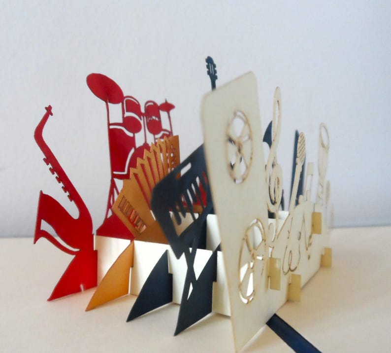 Orchestra Band Musical Instruments -3D Pop up Card - Birthday- Congratulations (sku182) image 3