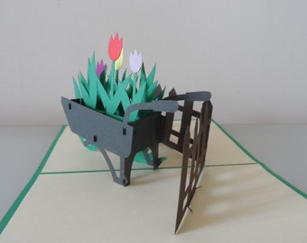 Biglietto Auguri Pop-Up 3D Giardino - Compleanno Per Giardinieri, Con Busta, Fatto A Mano