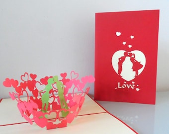 Couple Kissing- Love  Heart 3D - Pop up Card- Love -Engagement (sku055)