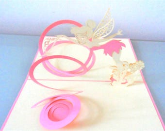 Tinker Bell - Fairy - 3D - Pop up Card  - Birthday - New Baby- Christening (sku155)
