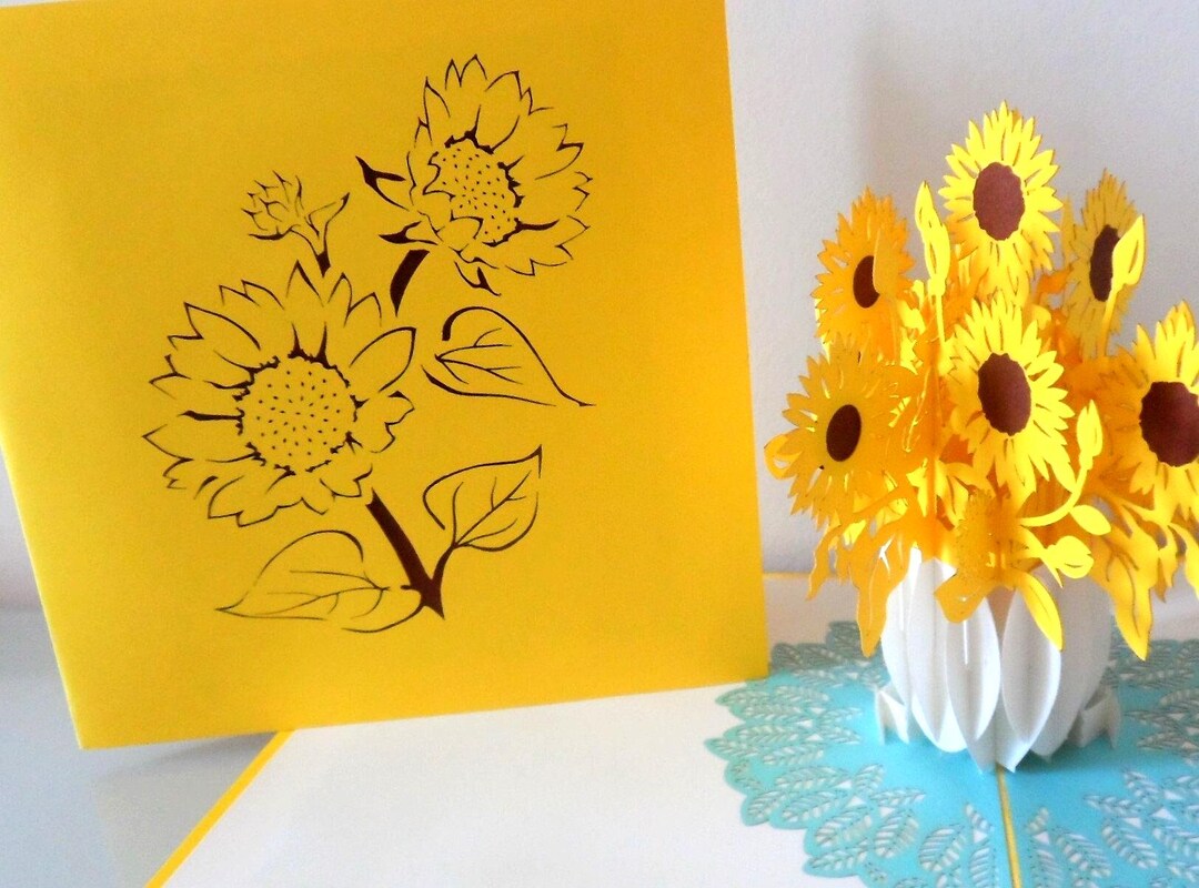 Sunflowers - Sunflower - 3D - Pop up Card - Birthday - Get Well ...