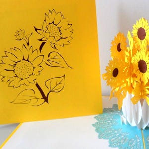 Sunflowers - Sunflower - 3D - Pop up Card  -  Birthday - Get Well- (sku072)