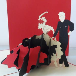 Flamenco Ballroom Dancers 3D Pop up Card Fathers day Birthday Anniversary Love-Retirement Blank sku 009 image 2