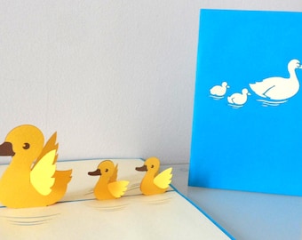 Ducks - New Baby - Baby - 3D - Pop up Card  - Birthday- Children- Baby Shower - Christening (sku129)