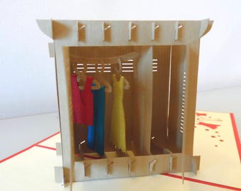 Wardrobe- Clothes-3D - Pop up Card  - New Home- Birthday  (sku116)