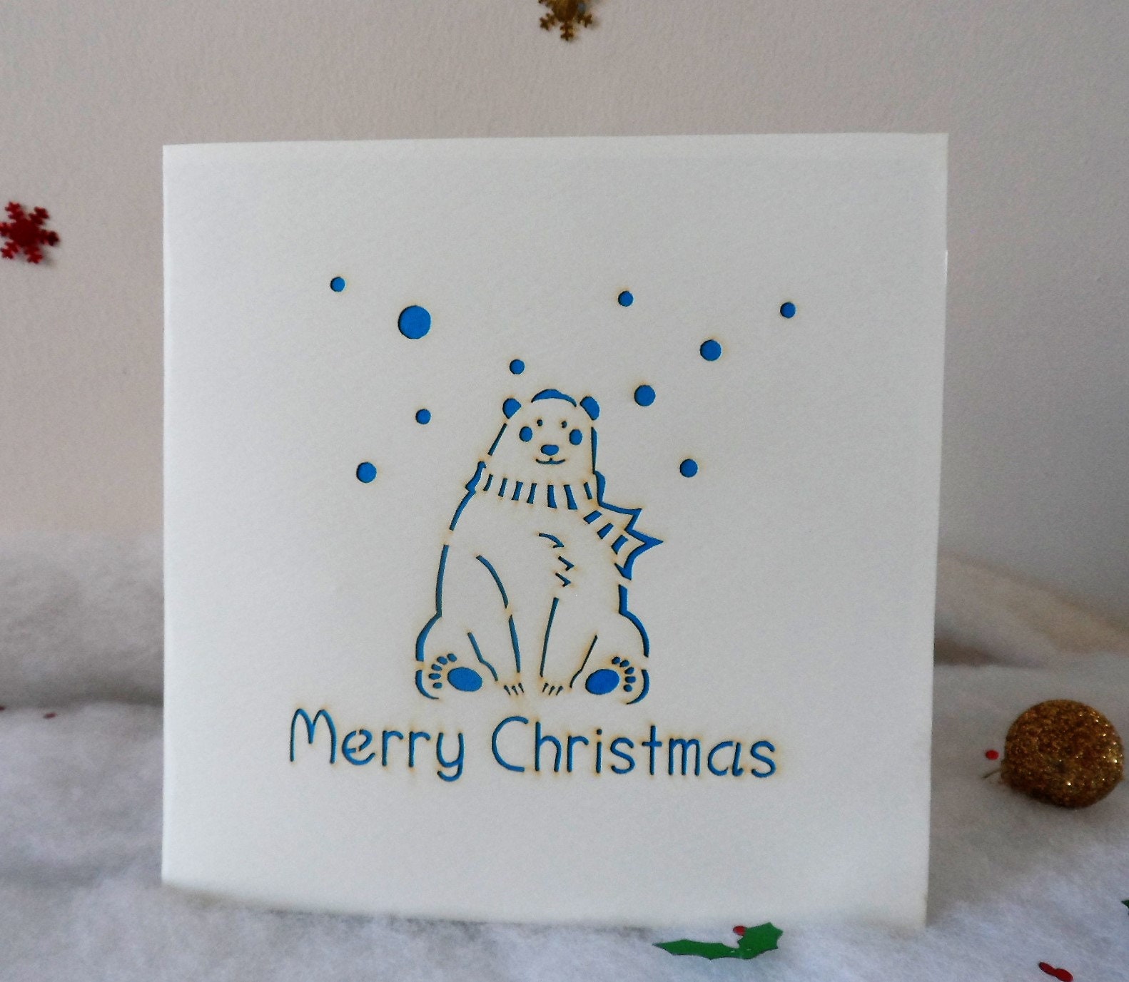 Polar Bear - Christmas - Pop up Card - 3D (sku407)