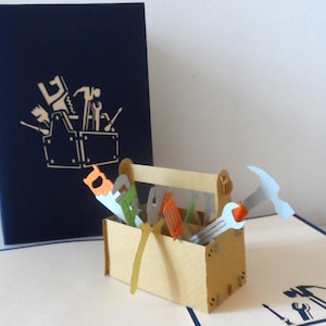 3D Pop Up Tool Box Card- Handmade Greeting Card for Handyman - Thank you, New home, Birthday (SKU 118)