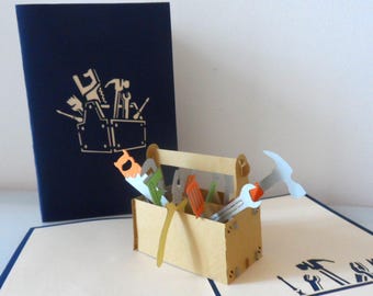 Handy Person Tool Box Kit 3D Pop up Card -  Fathers Day - Birthday -Retirement-New Home- Thank You (sku118)