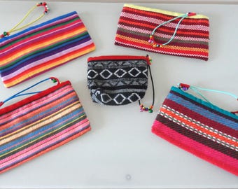 Woven purse, wallet, pencil case with Zip